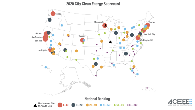 2020 City Clean Energy Scorecard Map