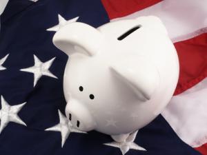 Piggy Bank on American Flag