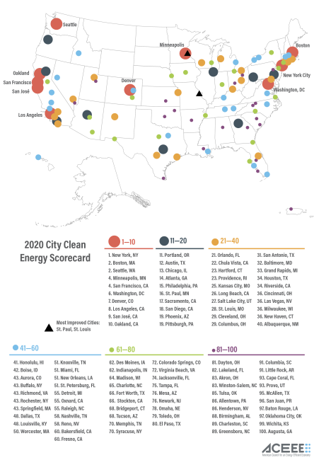 2020 City Clean Energy Scorecard Map